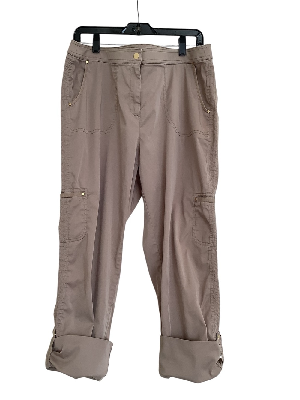 Chico's ZenergyTaupe Roll-Cuff Cargo Capris